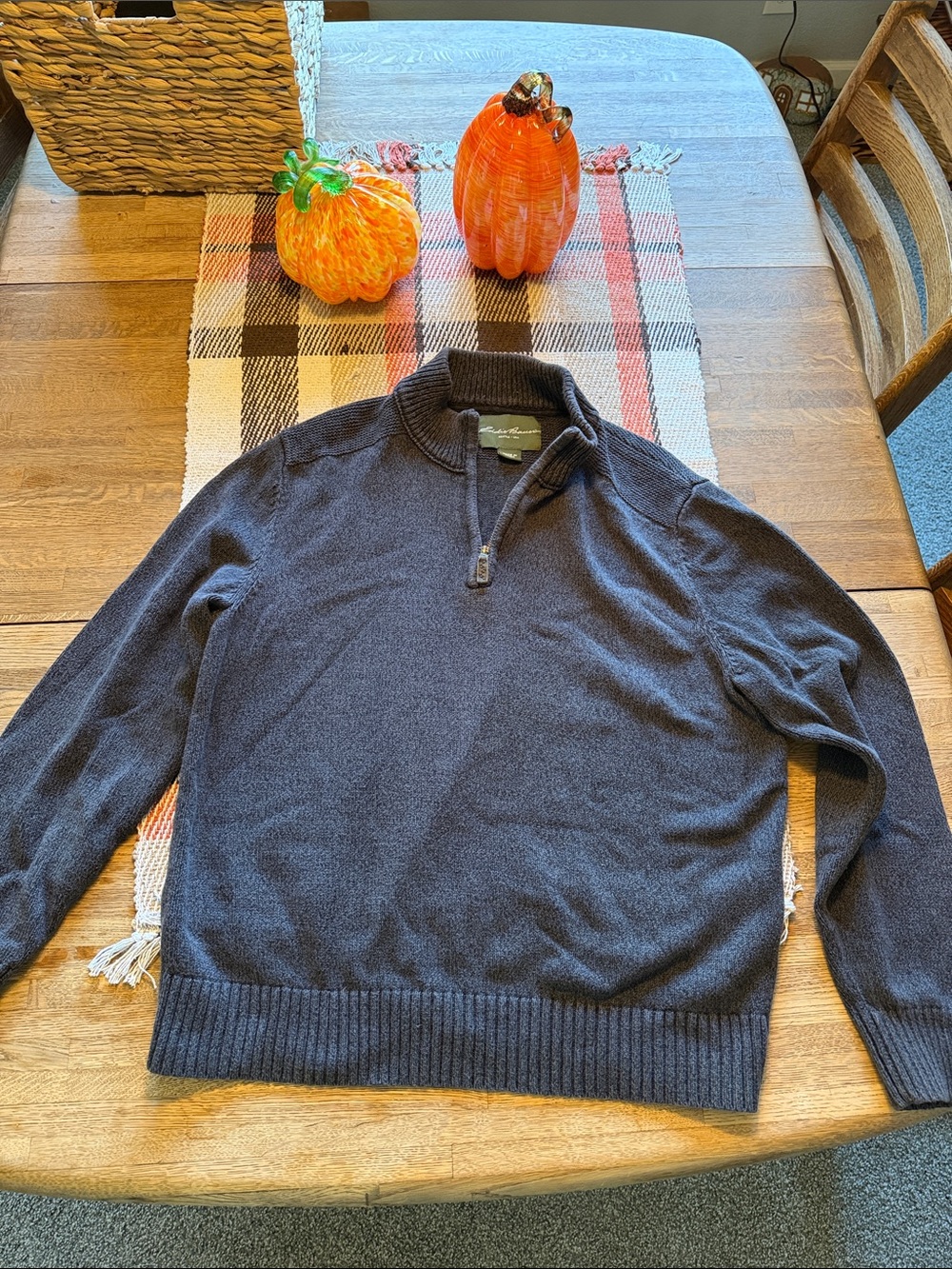 Eddie Bauer Dark Charcoal quarter Zip Sweater